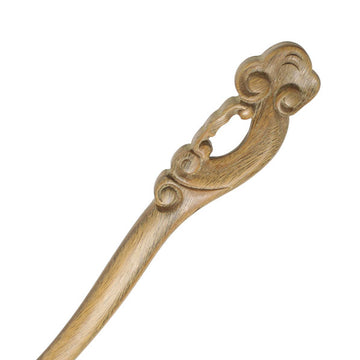 CrystalMood Handmade Carved Wood Hair Stick Clouds 6.75" Lignum-vitae